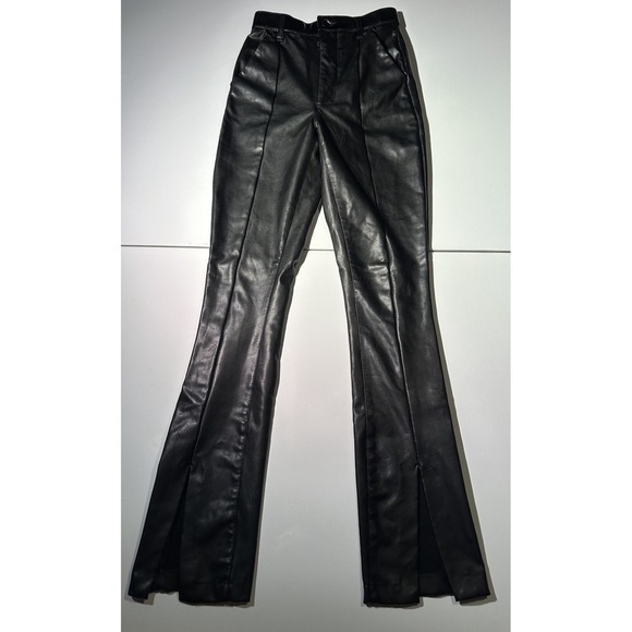 Abercrombie & Fitch The Skinny Ultra High Rise Black Faux Leather Pants Sz 24 - Picture 3 of 7